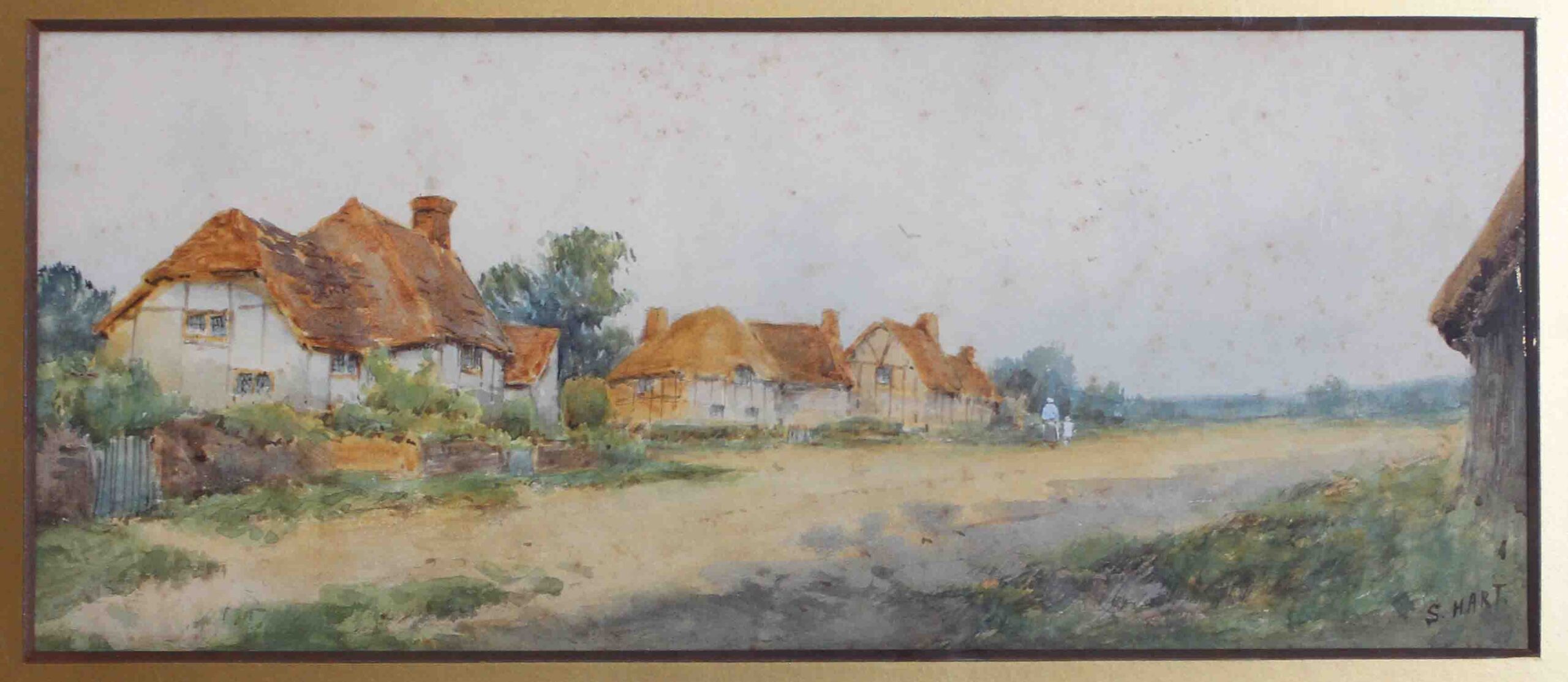 WP-2655: Early 20th Century English Village Watercolor Scene by S. Hart - Image 2