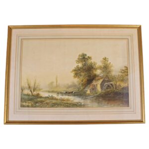 WP-2658: Late 19th Century English Watercolor Scene of Cows and a River by A. Vincent