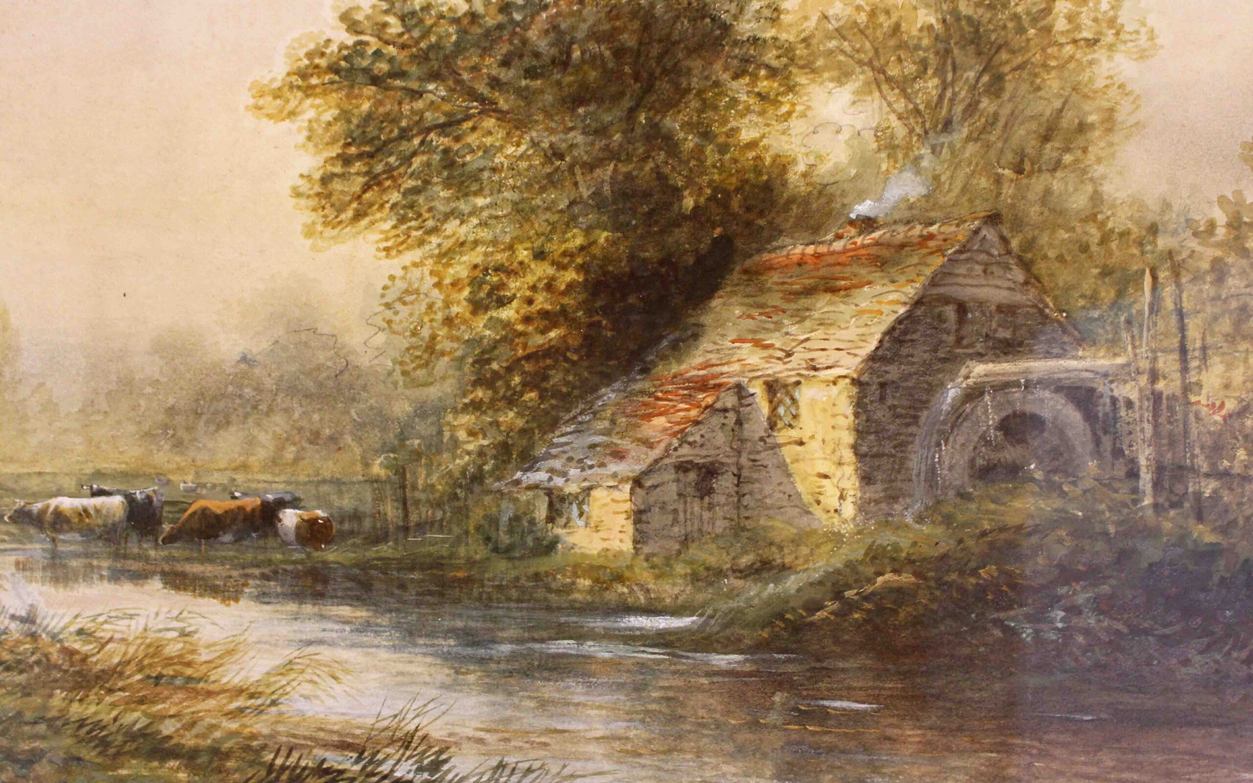WP-2658: Late 19th Century English Watercolor Scene of Cows and a River by A. Vincent - Image 3