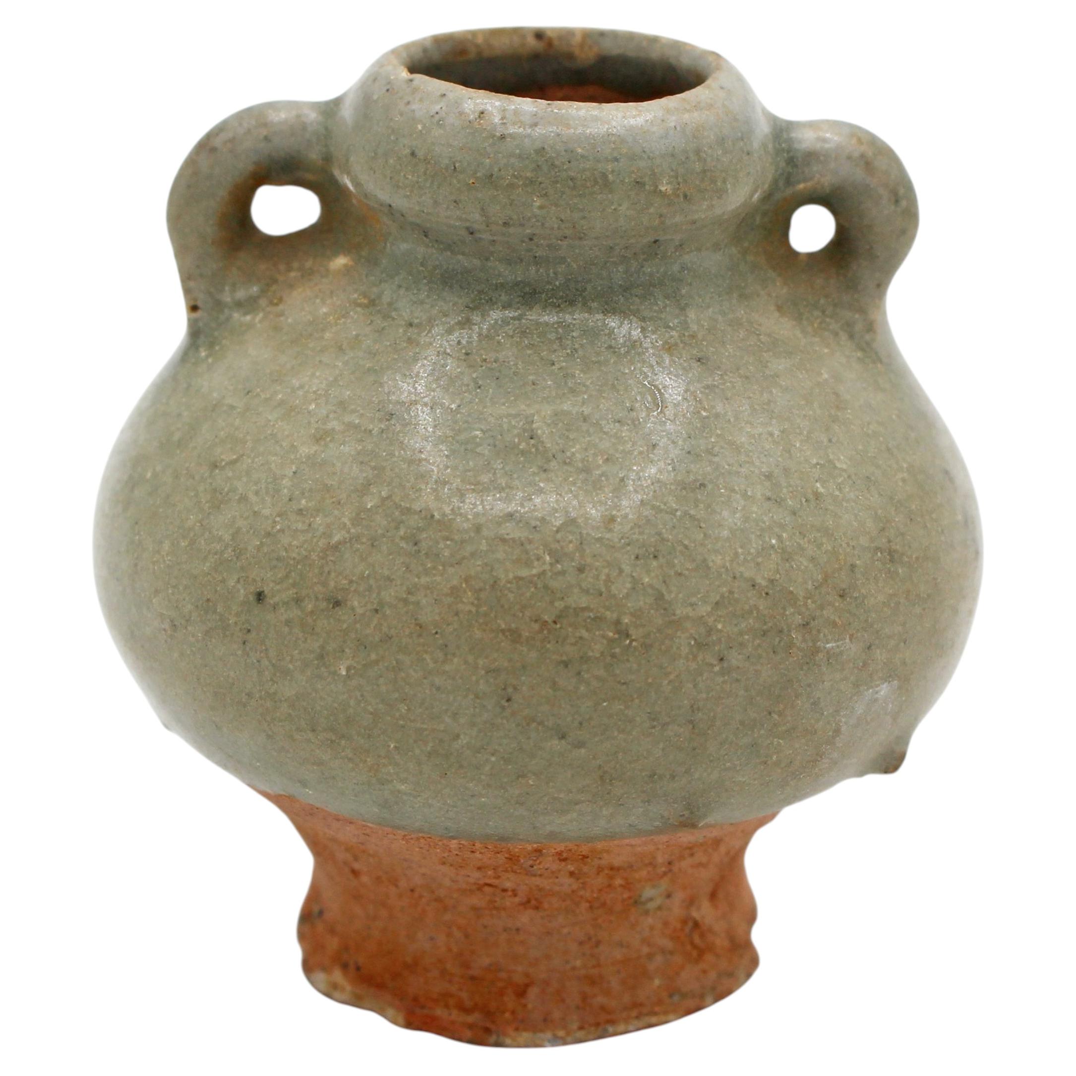 WCI-9289z: 15th Century Thai Sawankhalok Celadon Glazed Pottery Jarlet