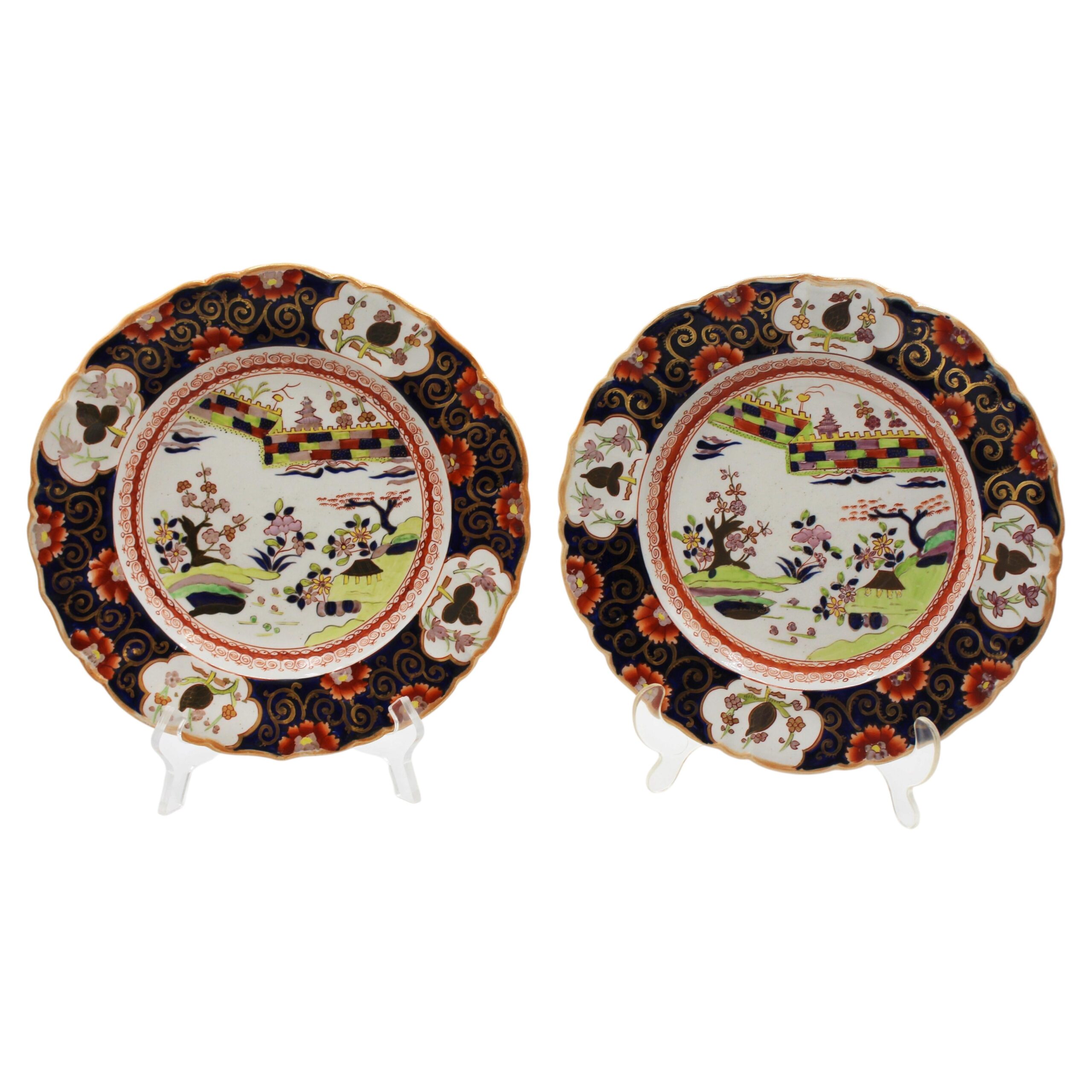 WCI-9302z: Circa 1813-1825 English Pair of Mason's "The Great Wall of China" Pattern Plates