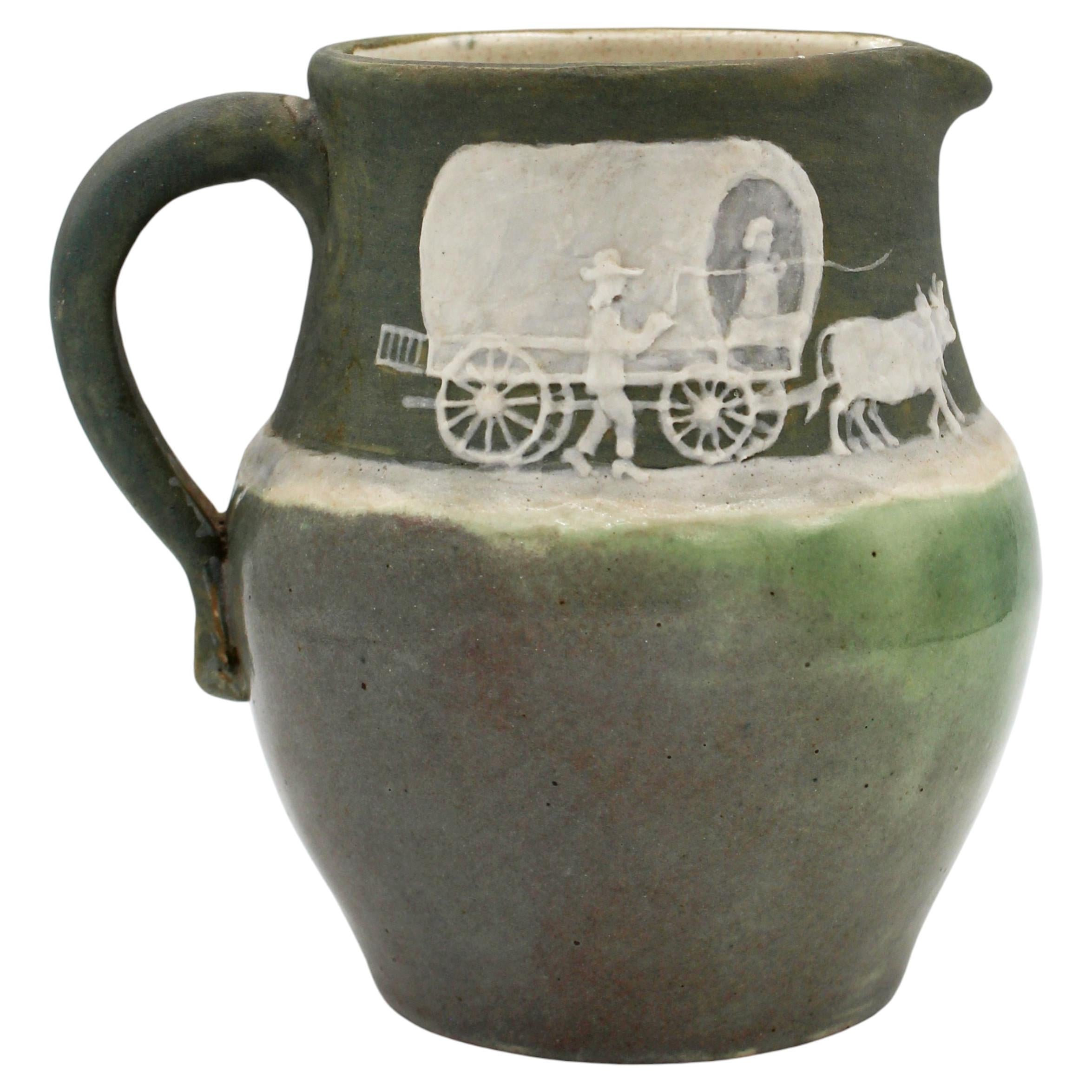 WCI-9306z: 1948 NC Cameo Decorated Pottery Pitcher by Walter Stephen
