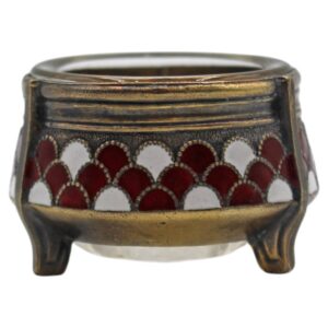 WCL-262: Early 20th Century Russian Silverplate, Champleve, and Glass Salt Dip