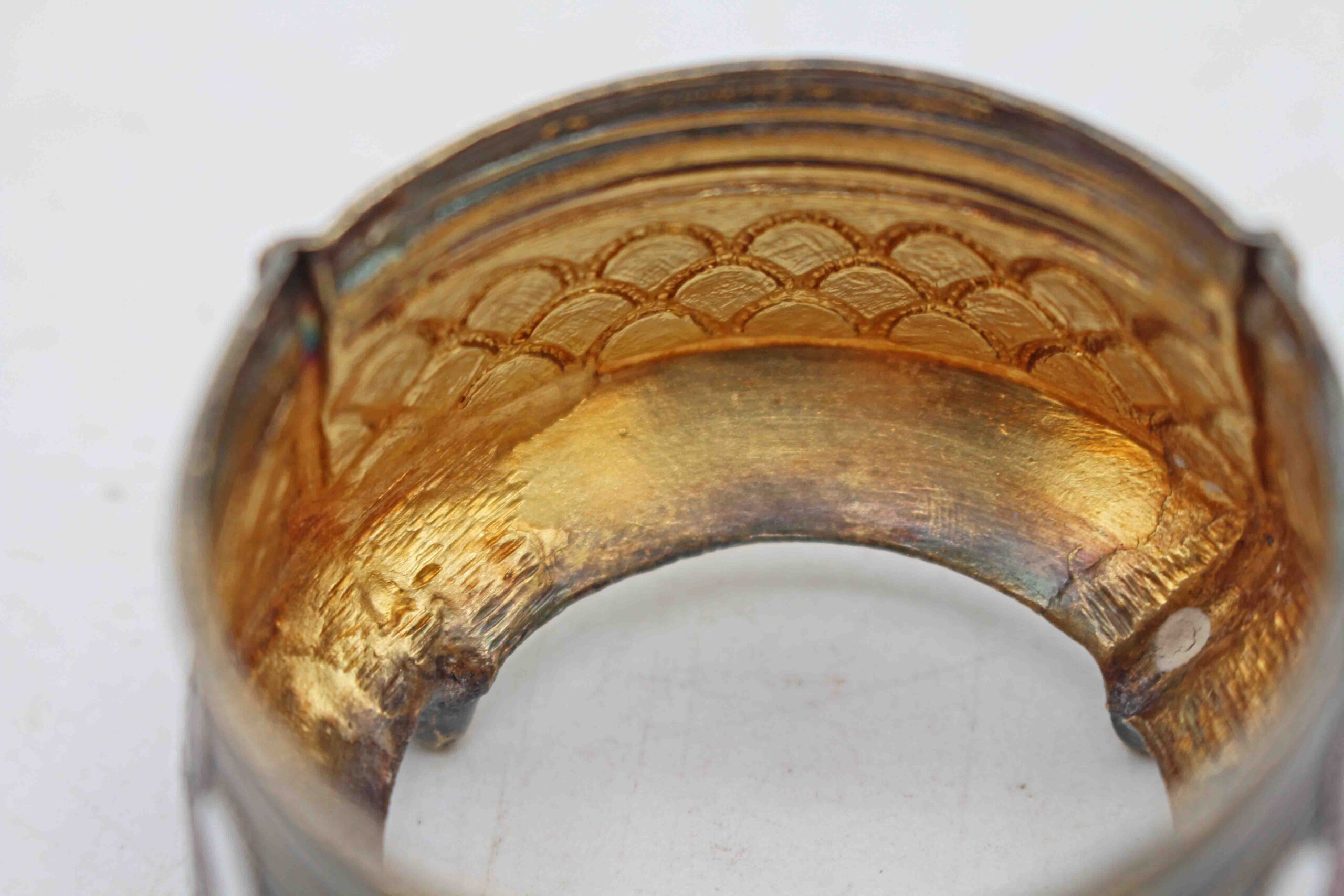 WCL-262: Early 20th Century Russian Silverplate, Champleve, and Glass Salt Dip - Image 3