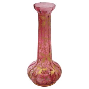 WG-2989z: Circa 1890 Bohemian Moser Gilt Decorated Cranberry Vase