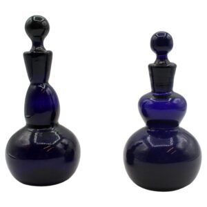 WG-3010z: Circa 1950s Likely Danish Assembled Pair of Cobalt Glass Perfume Bottles