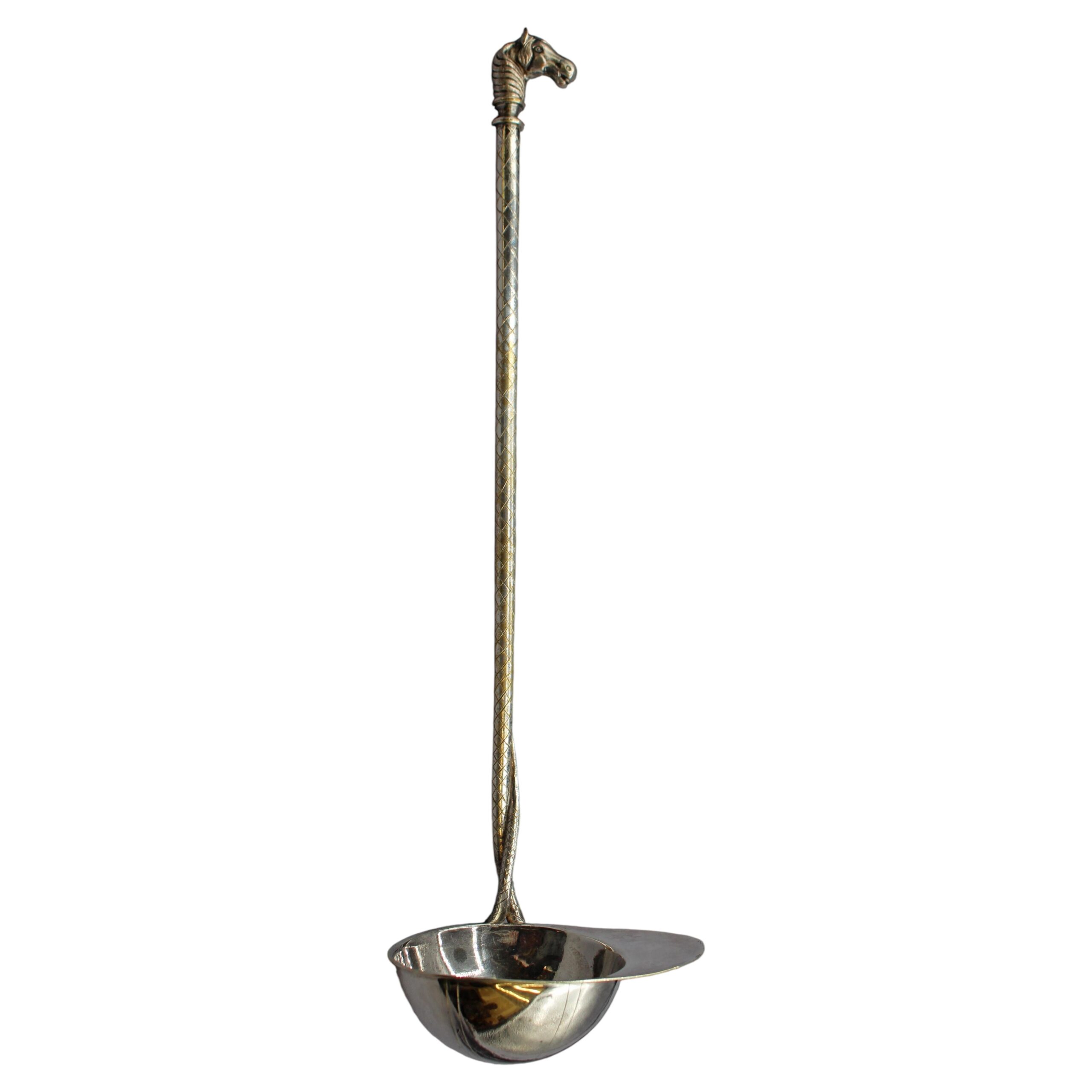 WSI-10394: Vintage, Silverplate Horse Racing Punch Ladle