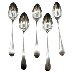 WSI-10405zb: Set of Five Coin Silver Tablespoons by Samuel Browne