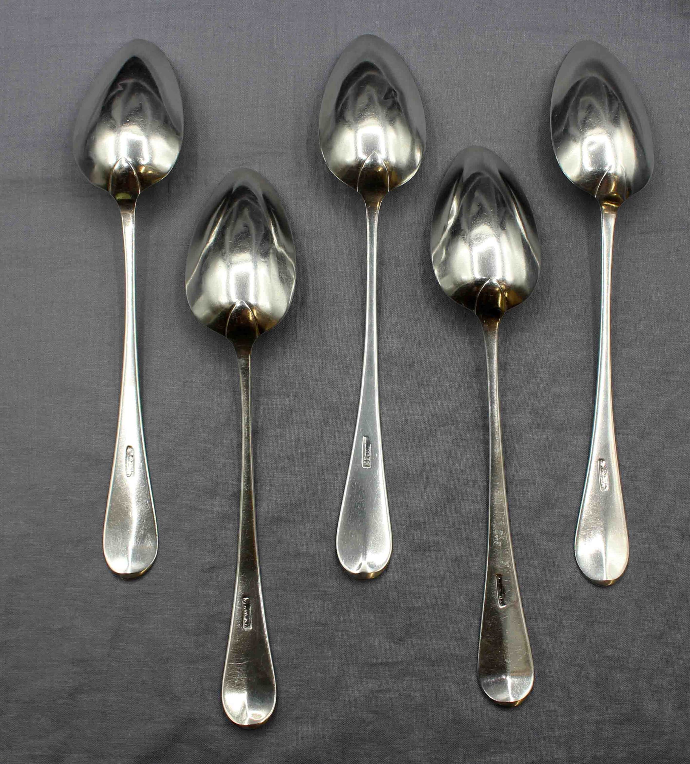 WSI-10405zb: Set of Five Coin Silver Tablespoons by Samuel Browne - Image 2