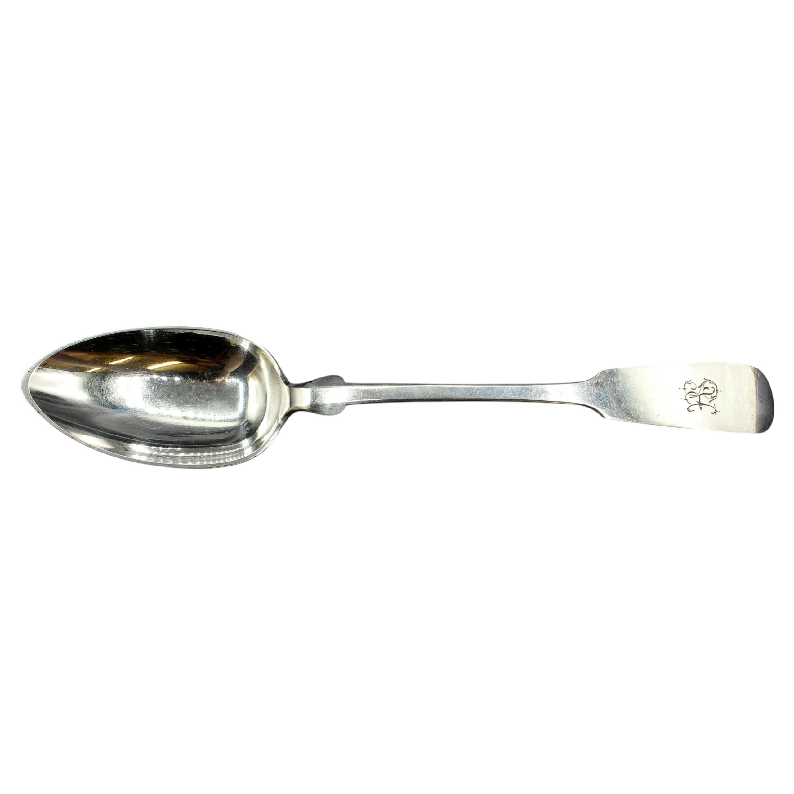 WSI-10406z: C. 1830 German Fiddleback 800 Standard Silver Basting Spoon