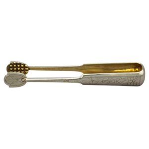 WSI-10448z: Circa 1924-39 Estonian 875 Standard Silver Tongs with Gold-Washed Interior