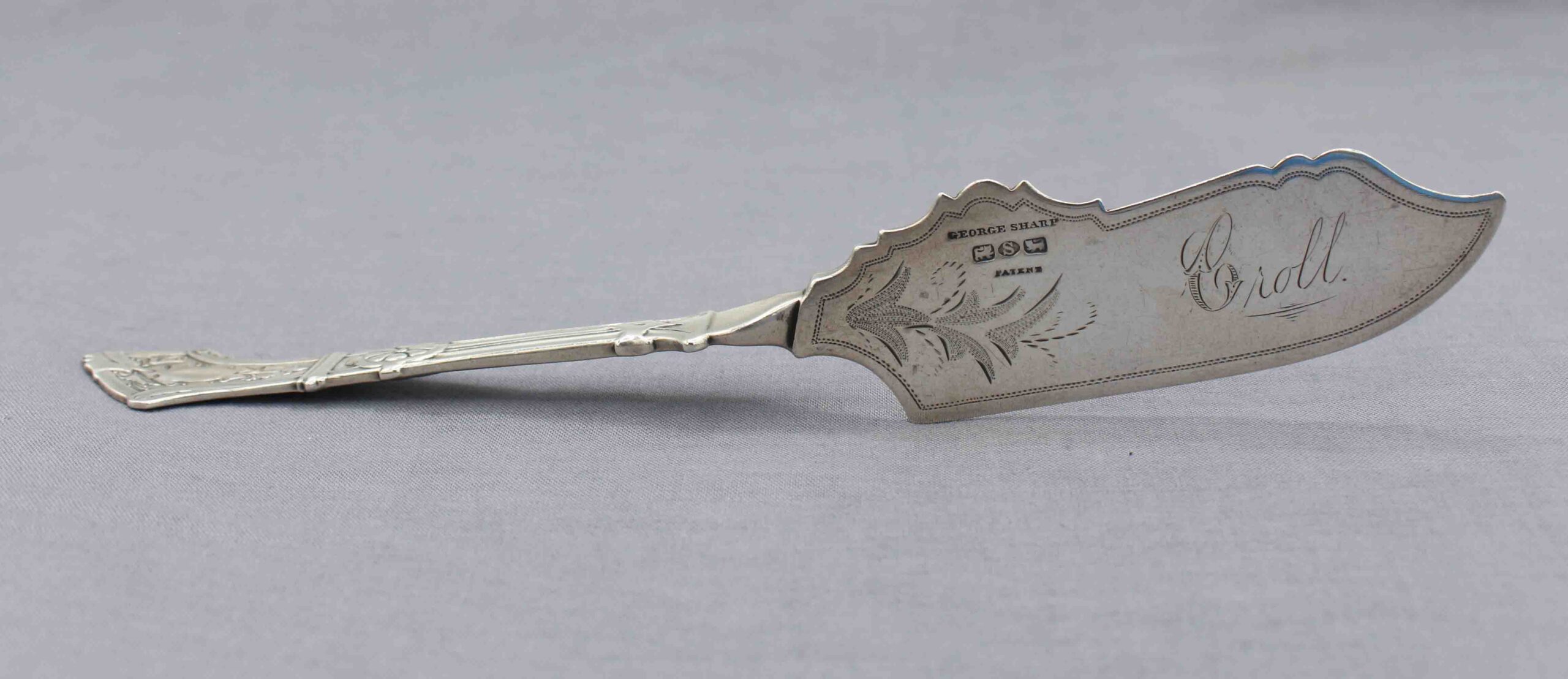 WSI-10459z: 1862-1870s Philadelphia Coin Silver Master Butter Knife by George Sharp - Image 2