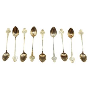 WSI-10472z: Early-Mid 20th Century Norwegian Set of 9 Gilt 830 Standard Silver Coffee Spoons