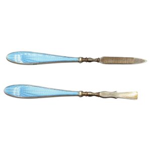 WSI-10486z: 1930 Sterling Silver and Enamel Nail File and Cuticle Pusher Set