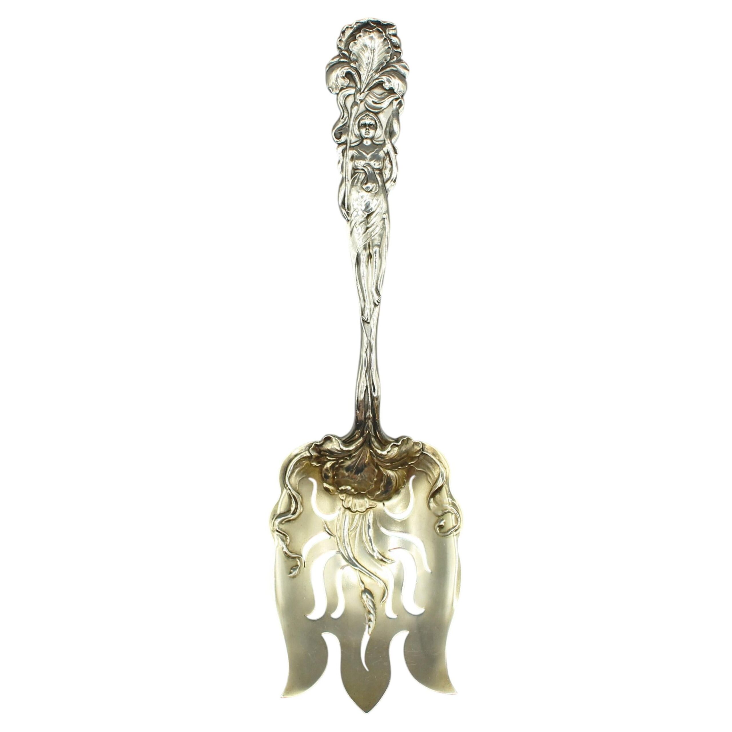 WSI-10503z: 1902 "Raphael" Sterling Silver & Gold Wash Serving Fork by Alvin