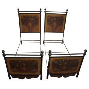 WBD-31z: Pair of 3rd Quarter 19th Century Napoleon III French Tole & Iron Single Beds
