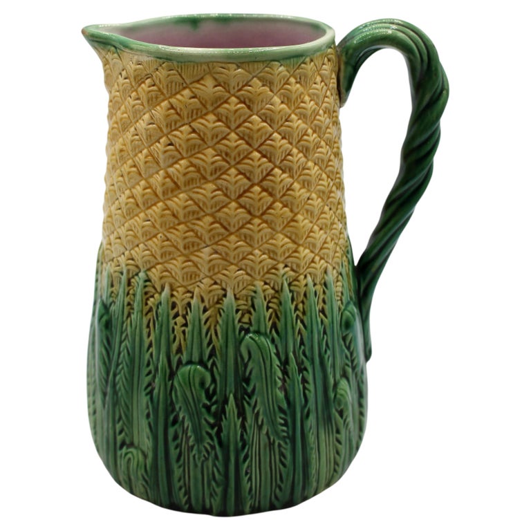 WCI-9138z: c. 1880s English Majolica Pineapple Pitcher