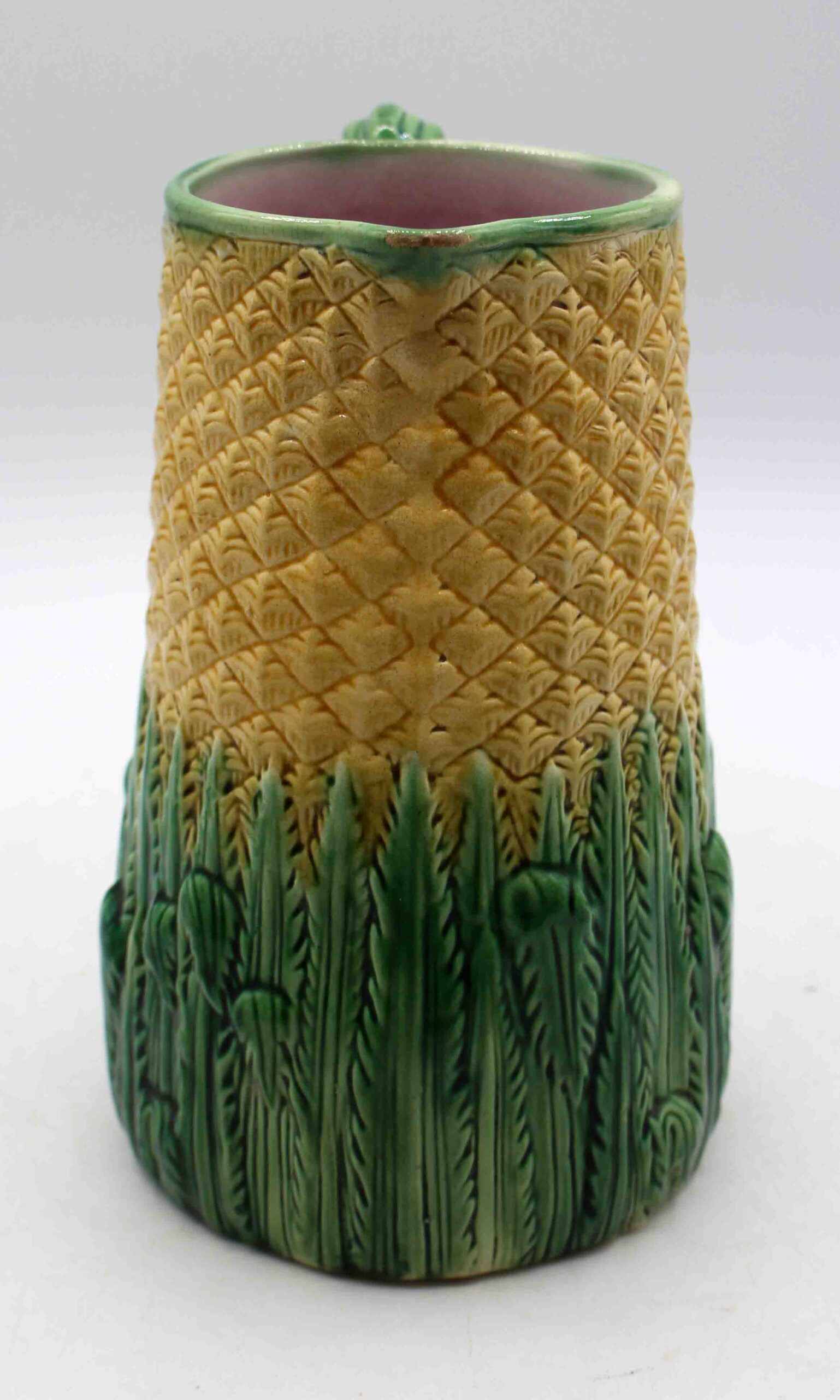 WCI-9138z: c. 1880s English Majolica Pineapple Pitcher - Image 2