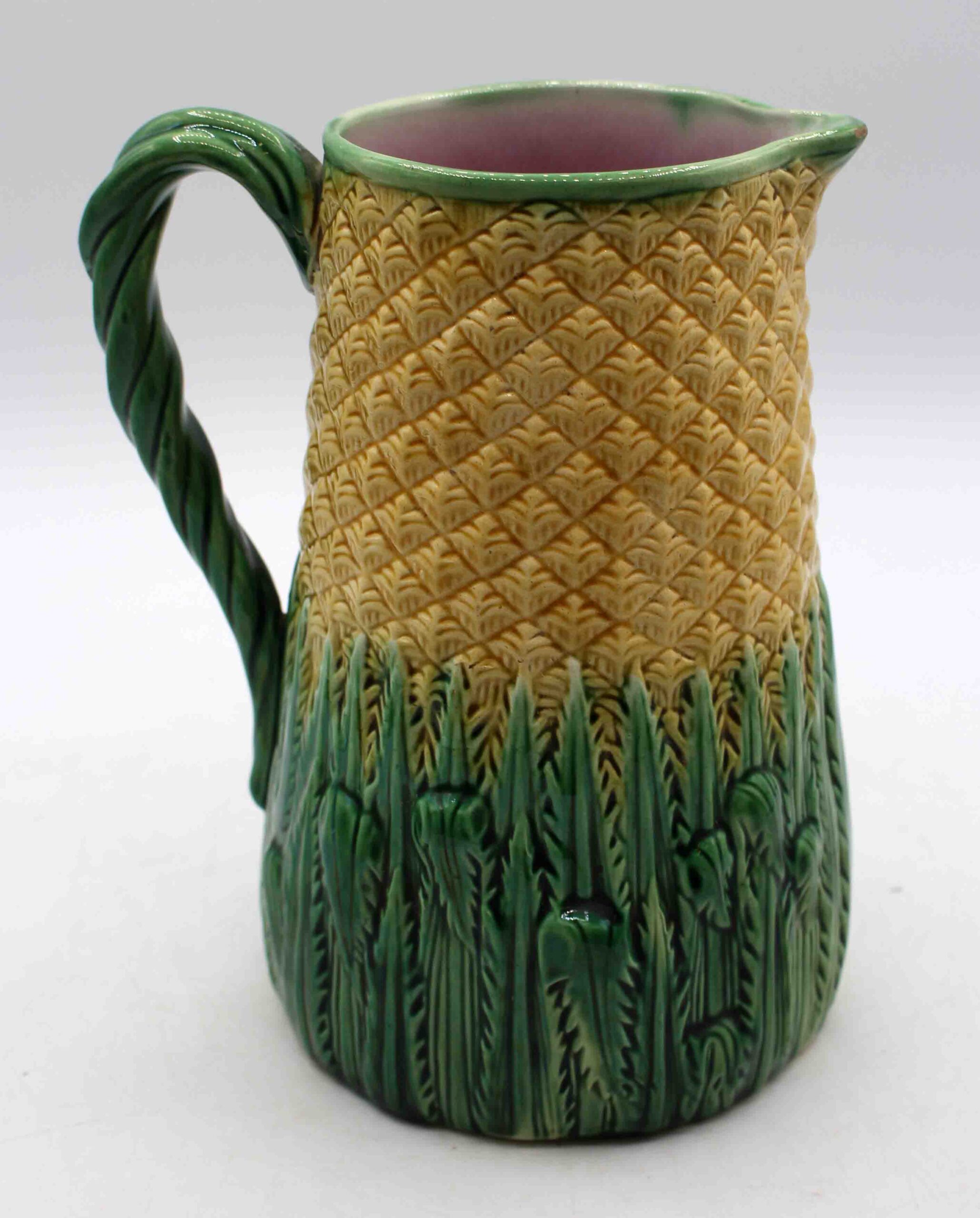 WCI-9138z: c. 1880s English Majolica Pineapple Pitcher - Image 3