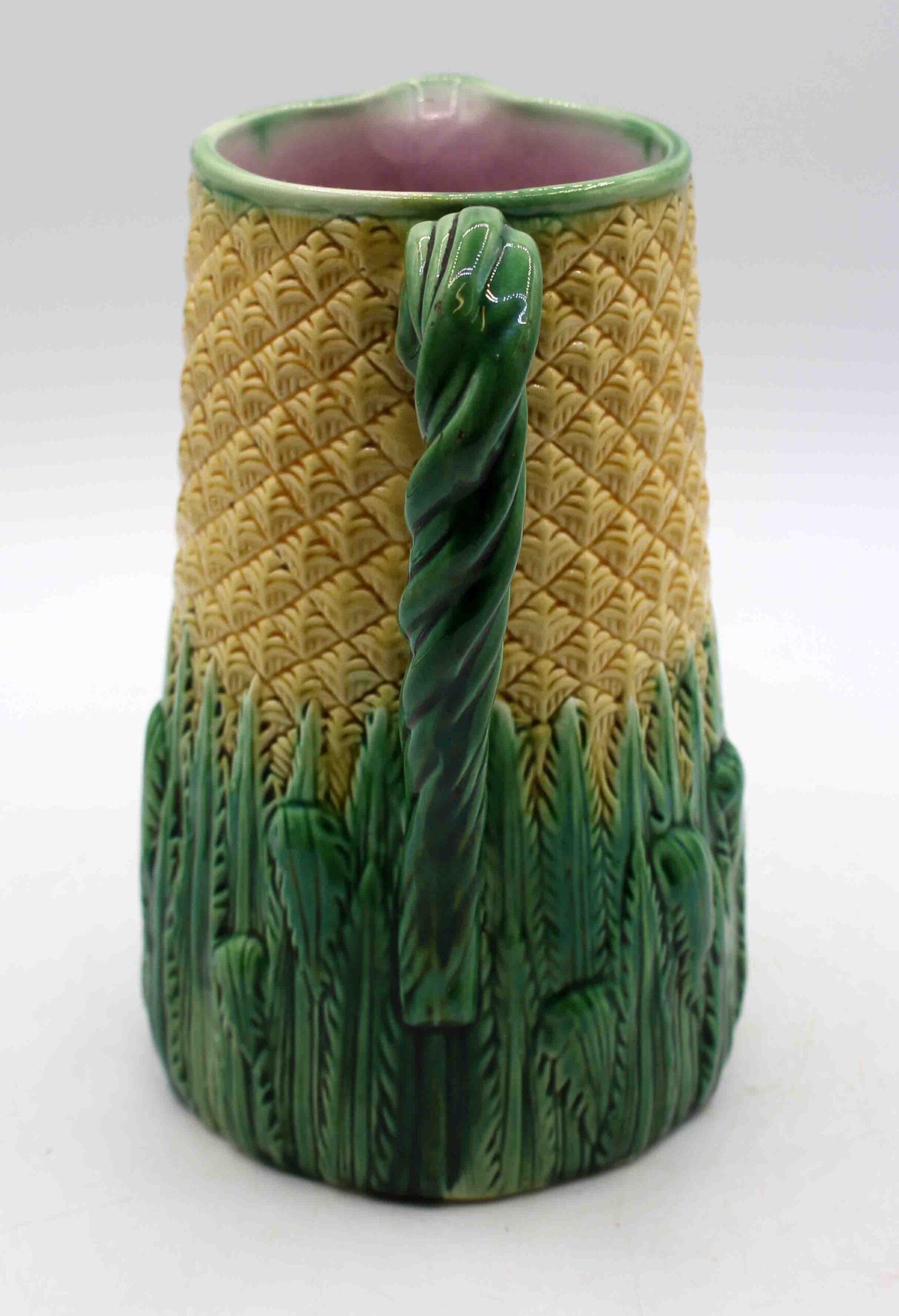 WCI-9138z: c. 1880s English Majolica Pineapple Pitcher - Image 4