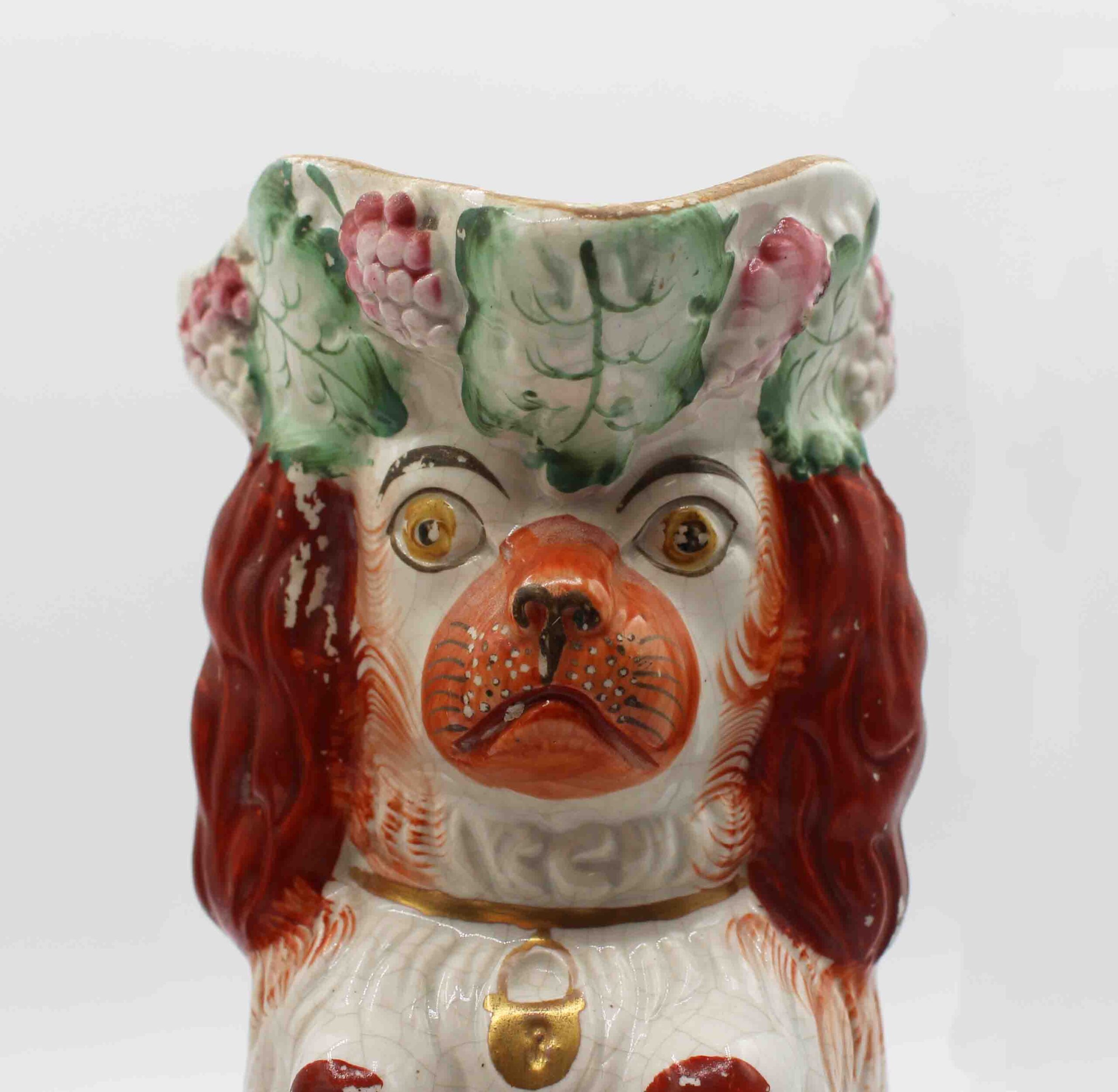 WCI-9140z: Circa 1860-80 Near Pair of English Staffordshire Red King Charles Spaniel Pitchers - Image 4