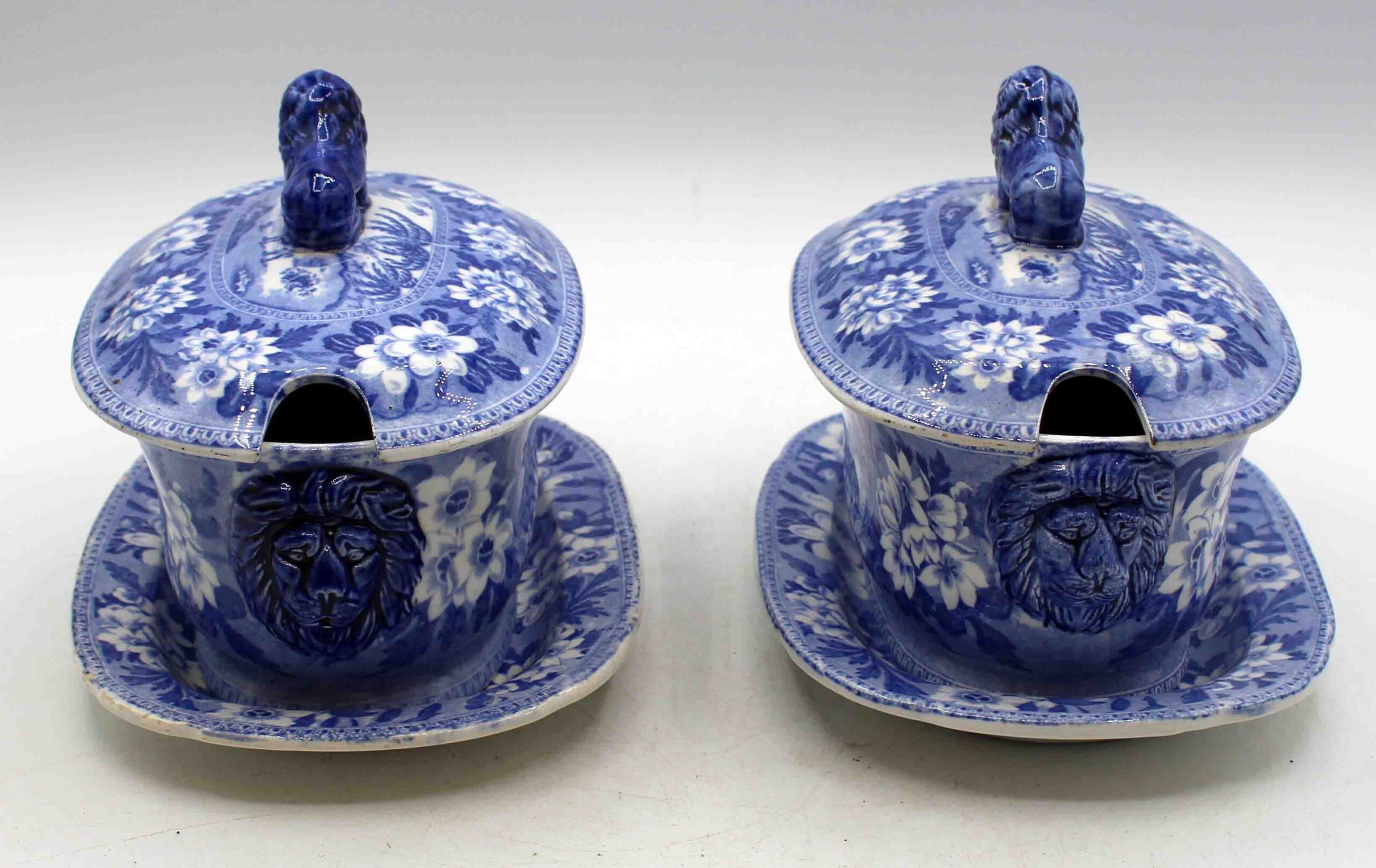 WCI-9313z: Circa 1810-1828 Pair of Staffordshire Blue and White Sauciers and Undertrays - Image 3