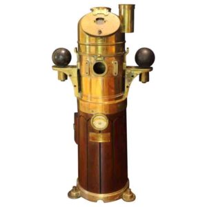 WCO-3717z: c. 1920-40 Teak & Brass English Pedestal Binnacle