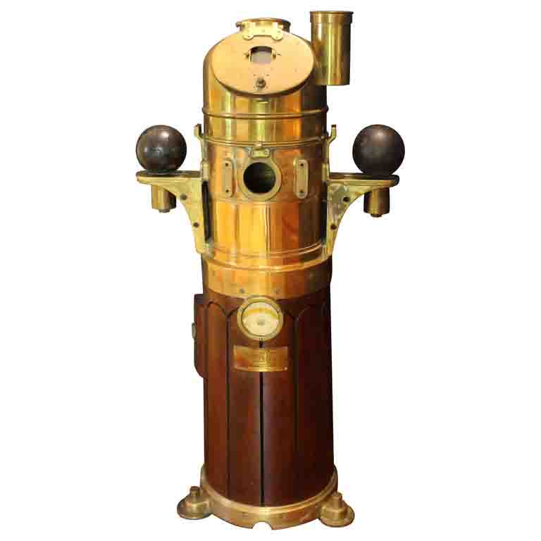 WCO-3717z: c. 1920-40 Teak & Brass English Pedestal Binnacle