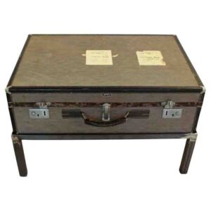 WOT-2184: c. 1950s Hartmann Skymate Suitcase on Custom Coffee Table Height Stand