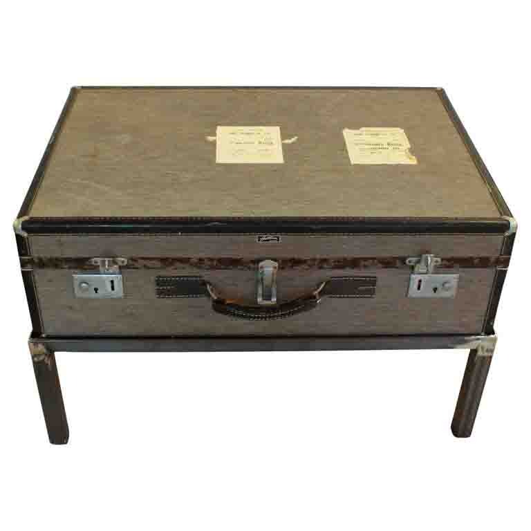 WOT-2184: c. 1950s Hartmann Skymate Suitcase on Custom Coffee Table Height Stand