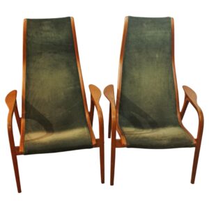 WC-1463z: Circa 1960s Pair of Swedish Mid Century Modern Lamino Easy Chairs