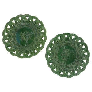 WCI-9166z: Late 19th Century Danish Pair of Green Majolica Cabinet Plates