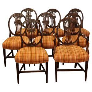 WDC-607z: Set of Eight c. 1860 George III Style English Dining Chairs