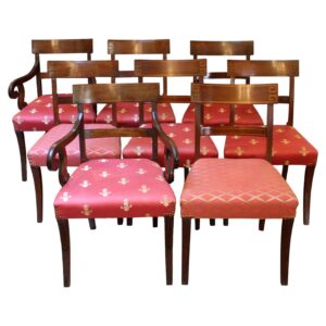 WDC-608z: c. 1830s Anglo-American Regency or Classical Period Set of Eight Dining Chairs