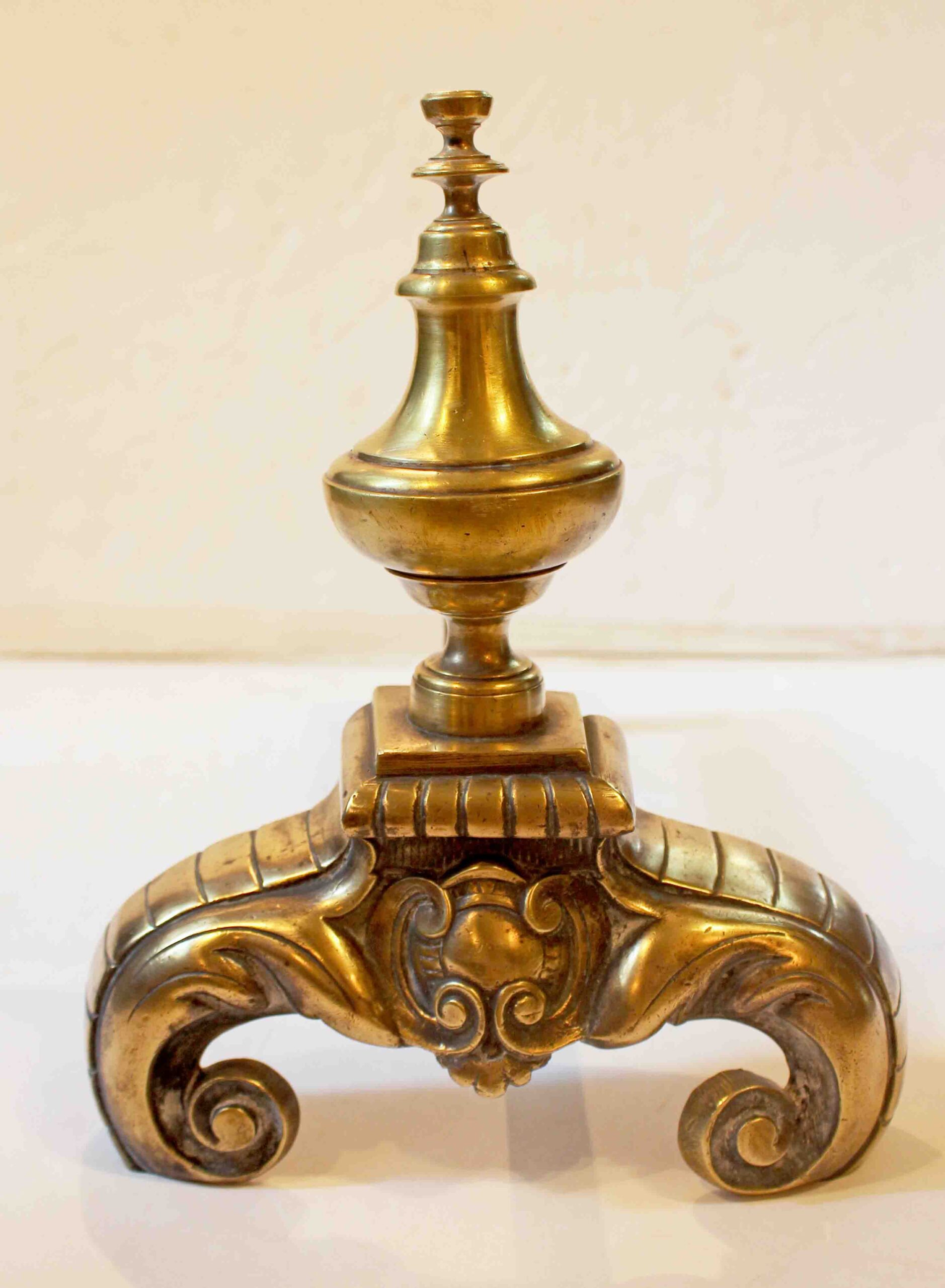 WFE-309z: Circa 1860-80 Pair of French Baroque Revival Cast Brass Andirons - Image 2