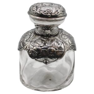 WG-2949z: 1898 English Sterling Silver and Blown Glass Scent Bottle