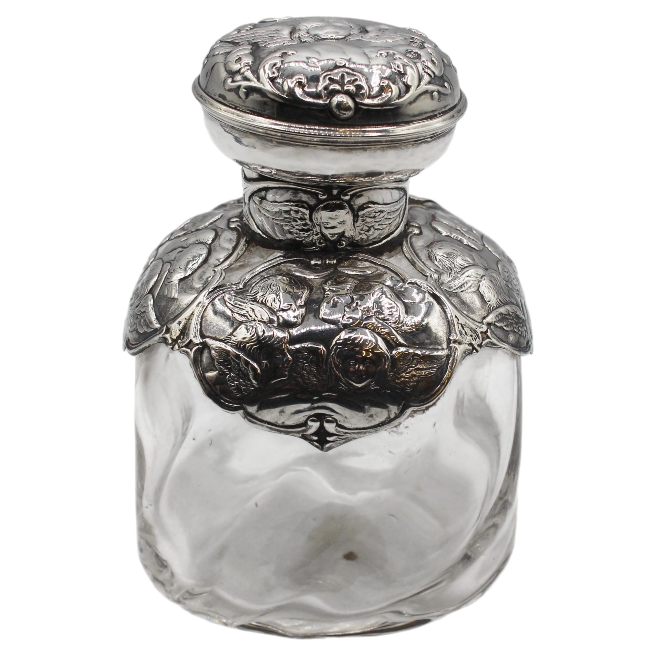 WG-2949z: 1898 English Sterling Silver and Blown Glass Scent Bottle