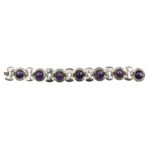 WJ-1299z: 1955-60 Mexican Modernist Sterling Silver and Amethyst Bracelet by Abraham Paz