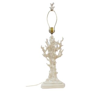 WL-1579z: Mid-20th Century Italian Ceramic Faux Bois Blanc De Chine Glazed Lamp