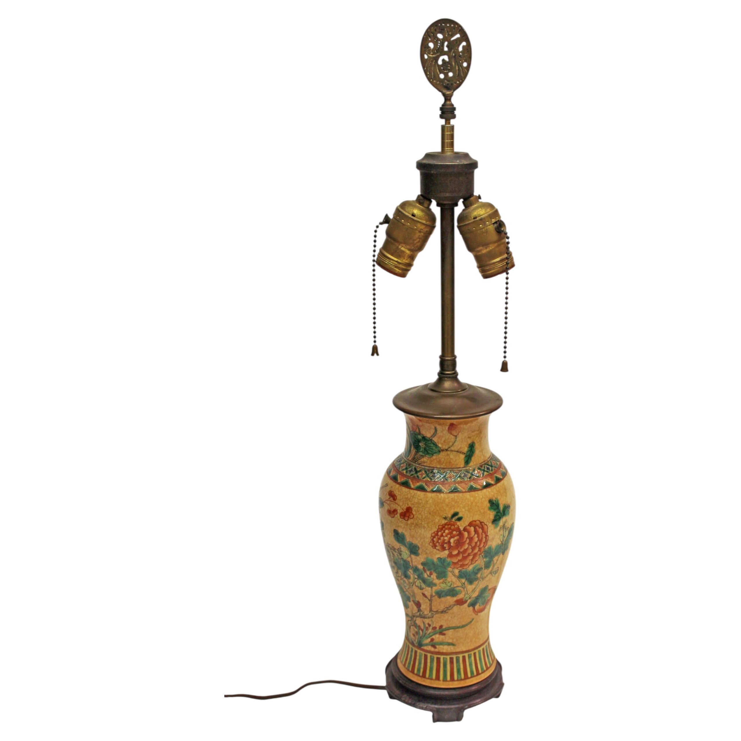 WL-1588z: Late 19th Century Japanese Baluster Form Vase Mounted as a Lamp