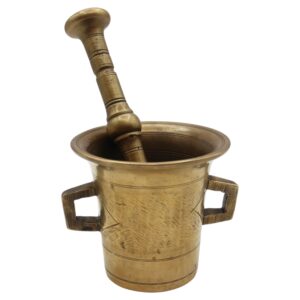 WMI-3822z: Late 19th Century European Brass Mortar and Pestle