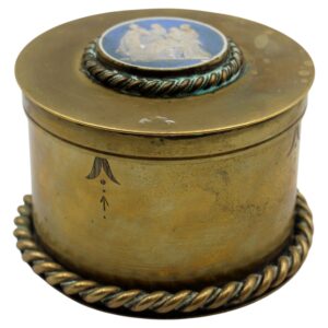 WMI-3825z: Late 19th Century English Victorian Heavy Brass Jewel or Collar Box