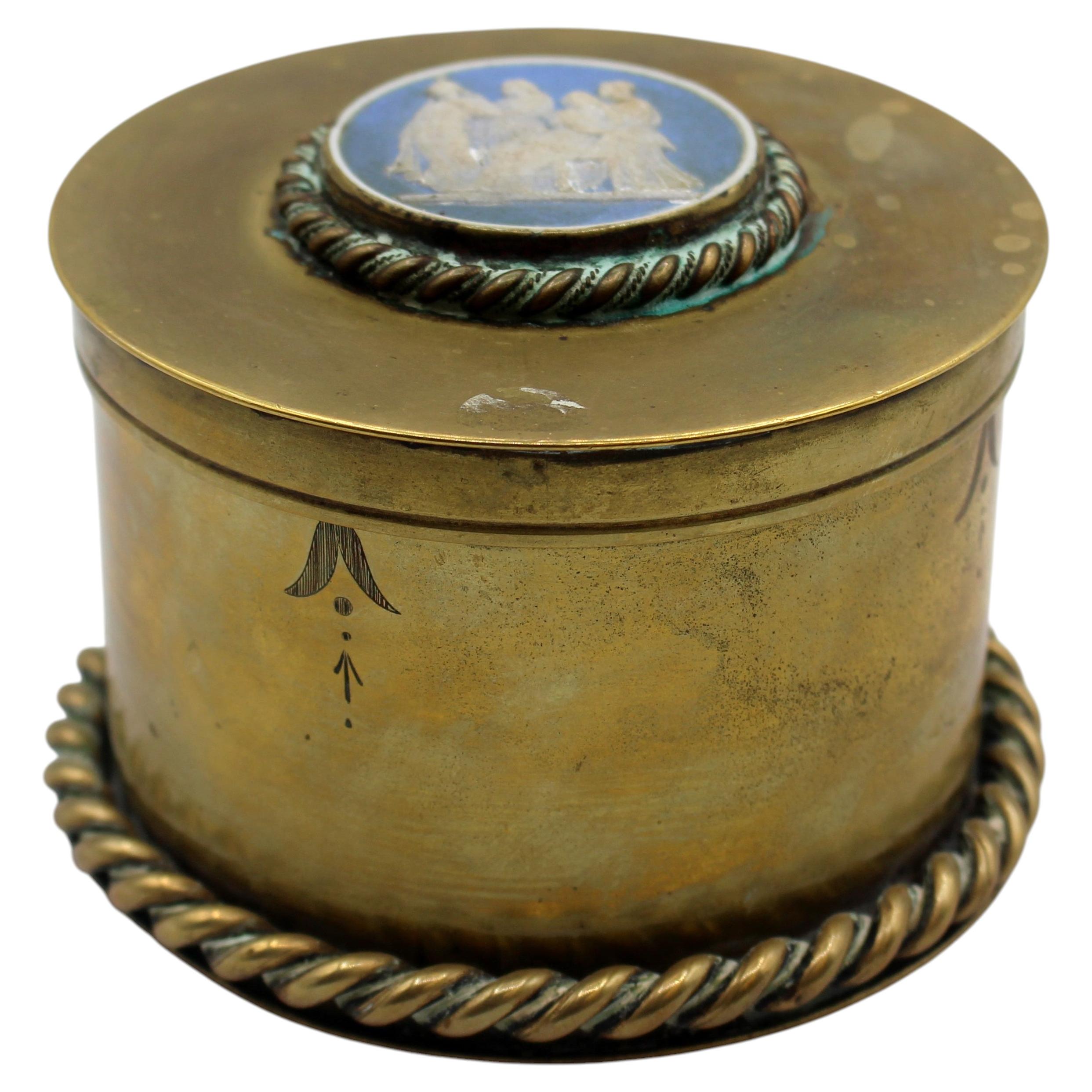 WMI-3825z: Late 19th Century English Victorian Heavy Brass Jewel or Collar Box