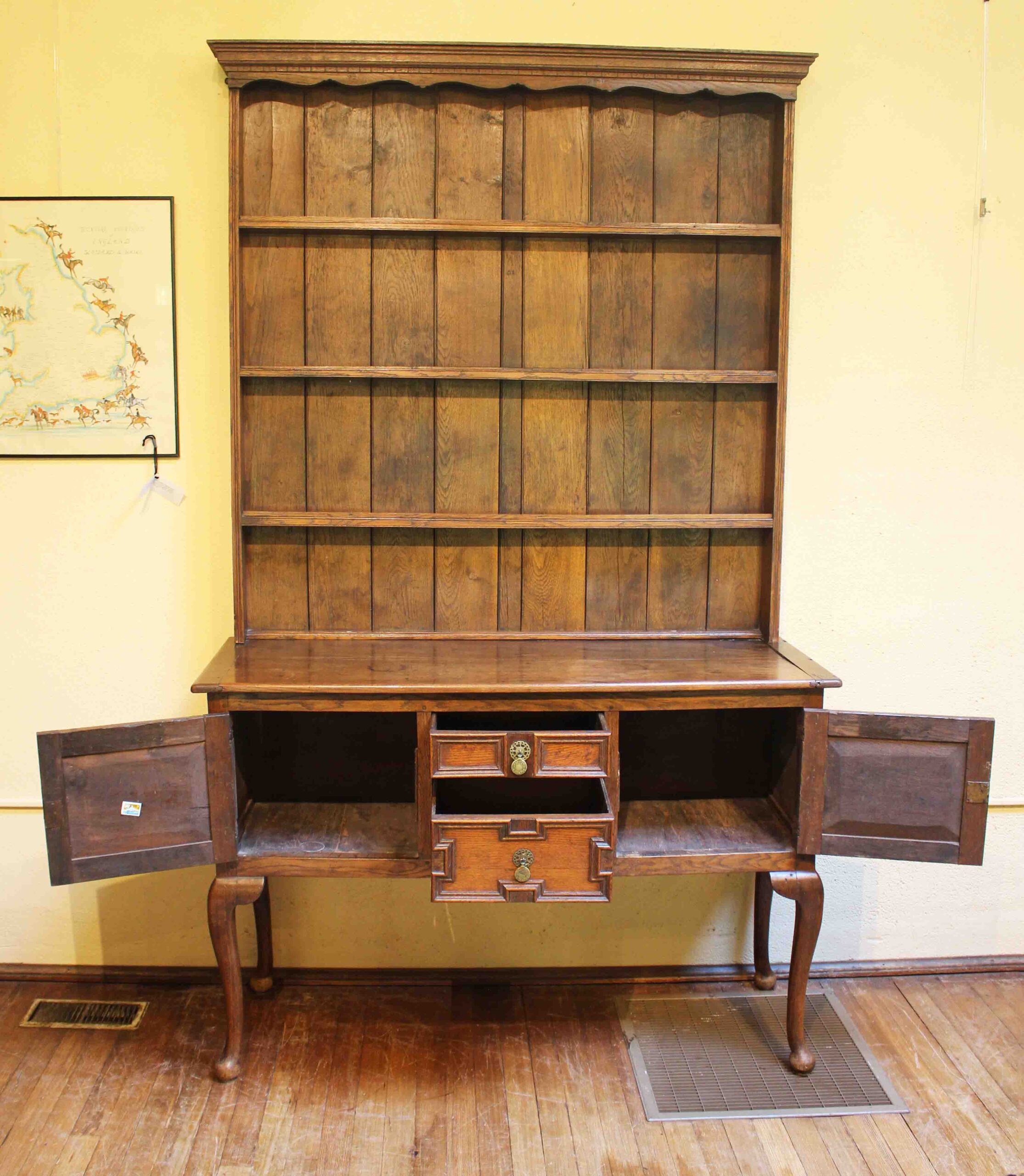 WOF-2675z: Circa 1860-80 English Queen Anne Style Oak Dresser - Image 3