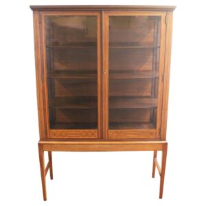 WOF-2677z: Circa 1901-1914 Edwardian Period English Bookcase Cabinet on Stand