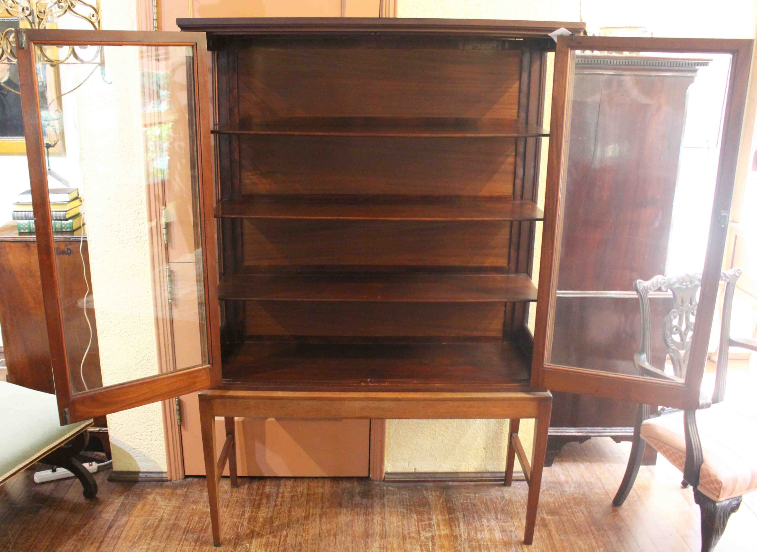 WOF-2677z: Circa 1901-1914 Edwardian Period English Bookcase Cabinet on Stand - Image 3