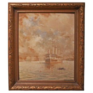 WP-2683z: Late 19th-Early 20th Century Oil Painting "Weighing Anchor" by William Coulter
