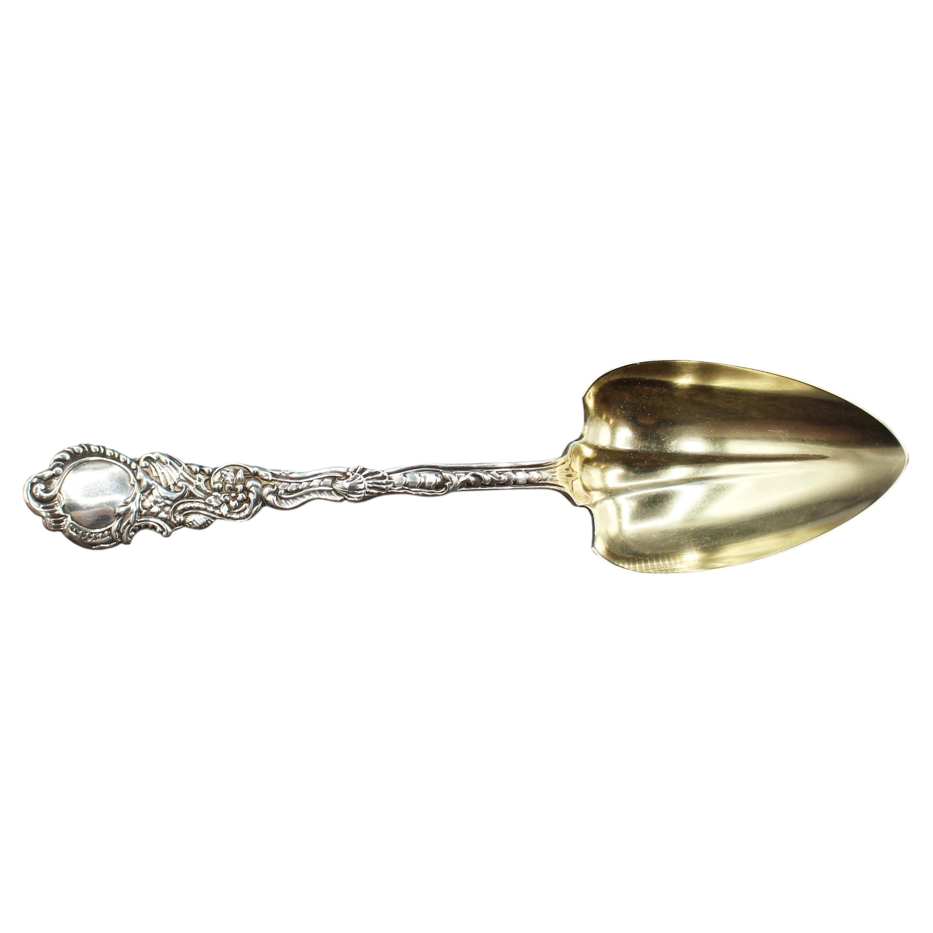 WSI-10265z: 1890 American Marie Antoinette Sterling and Gilt Preserves Serving Spoon by Gorham