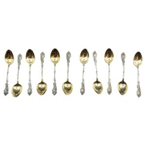 WSI-10300z: Circa 1890 German Set of 11 800 Standard Silver & Gilt Demitasse Spoons