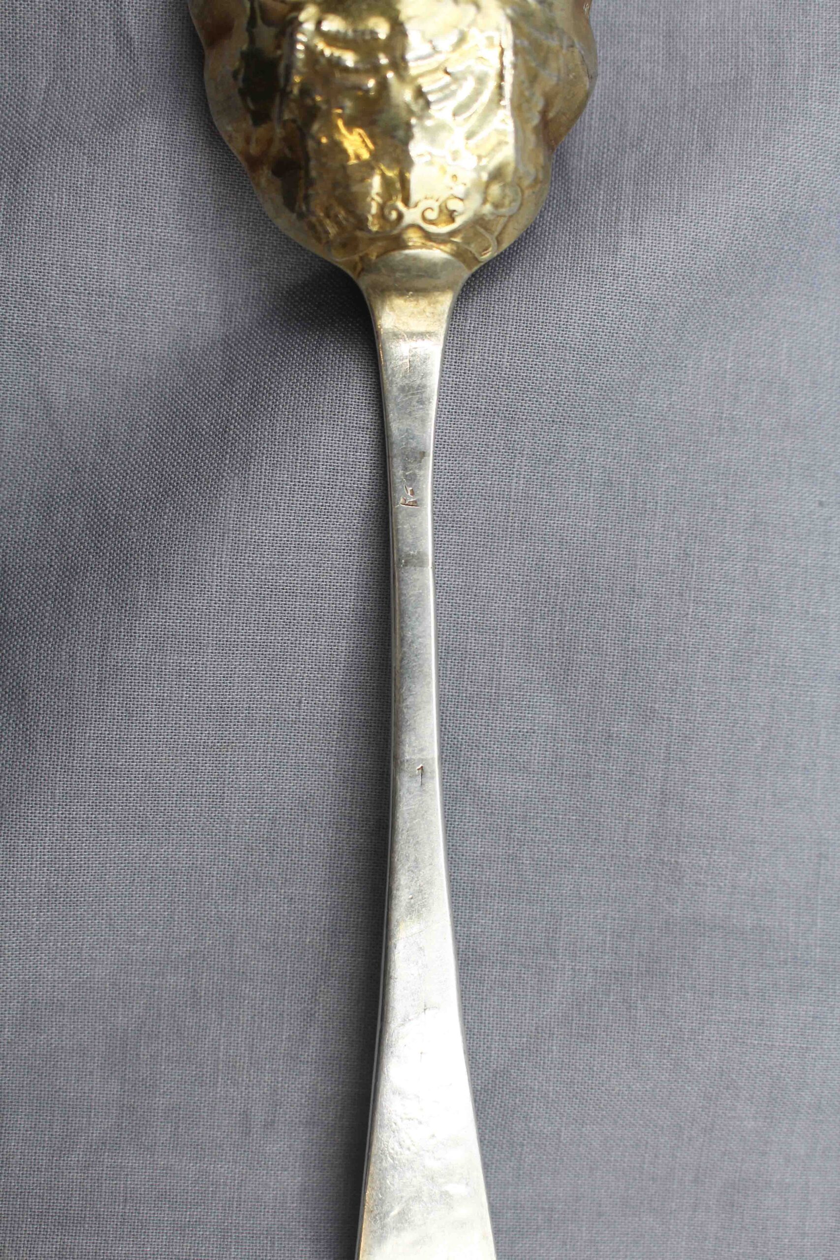 WSI-10526z: Circa 1727-1760 English George II Sterling Silver and Gold Wash Pair of Tablespoons - Image 3